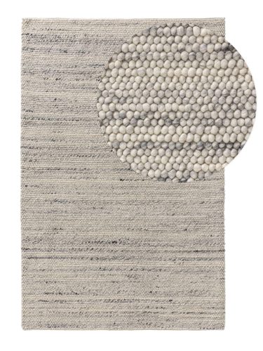 Wool Rug Beads Light Grey 120x170 cm