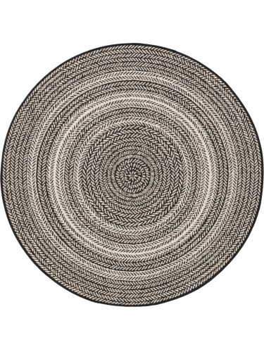 In- & Outdoor Round Rug Metro Black/White ø 120 cm round