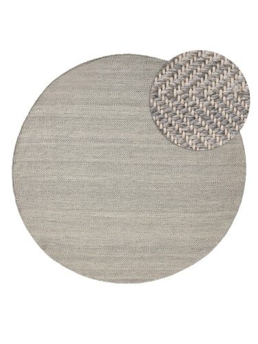 Wool Rug Lars Light Grey ø 200 cm round