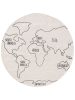 Gyerekszőnyeg World Map White/Black 115 cm kerek