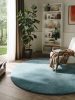 Washable Shaggy Rug Melvin Turquoise ø 200 cm round